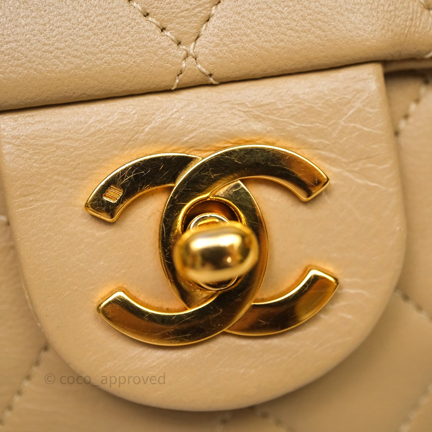 Chanel Vintage Mini Flap Bag Beige Lambskin Gold Hardware