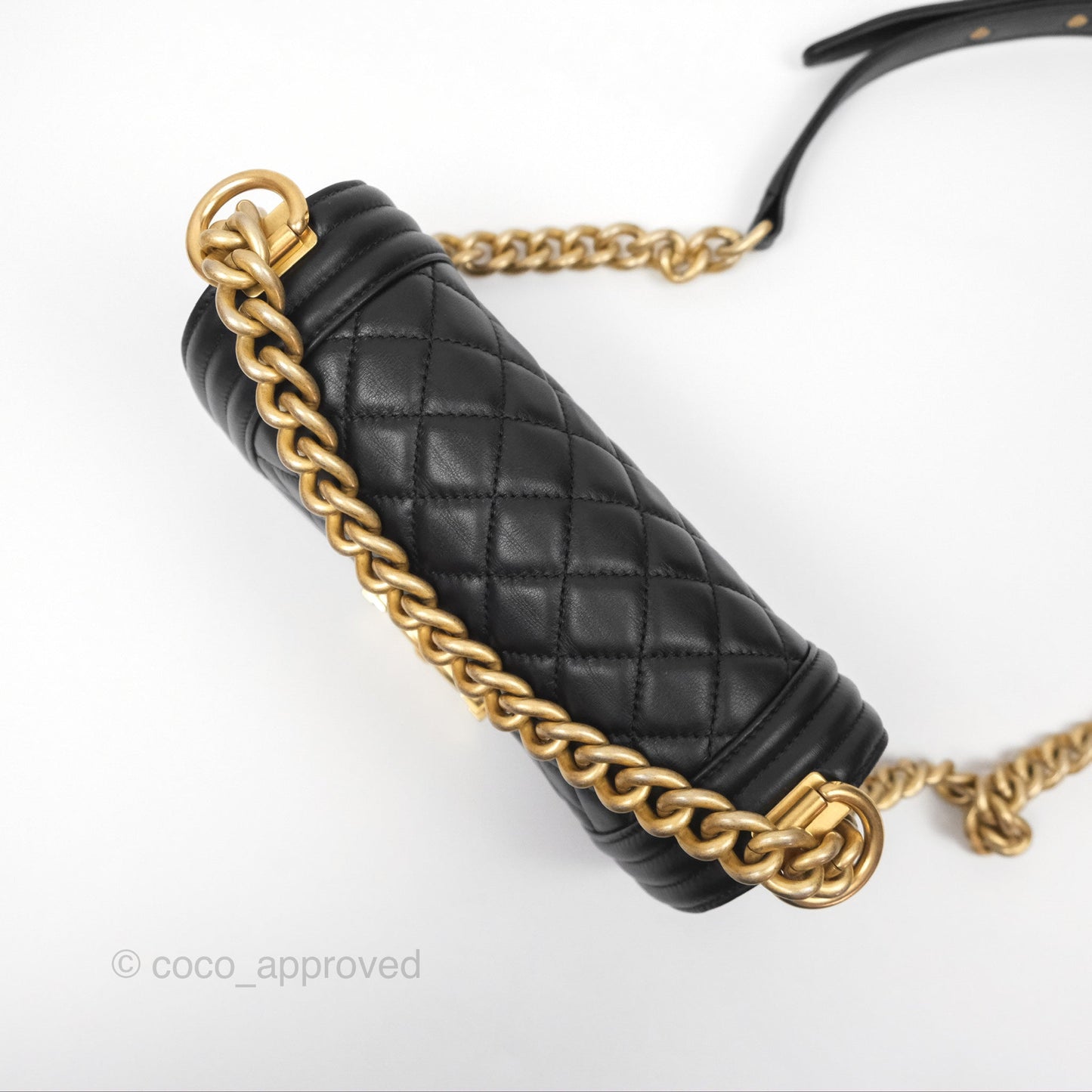 Chanel Small Boy Black Lambskin Aged Gold Hardware