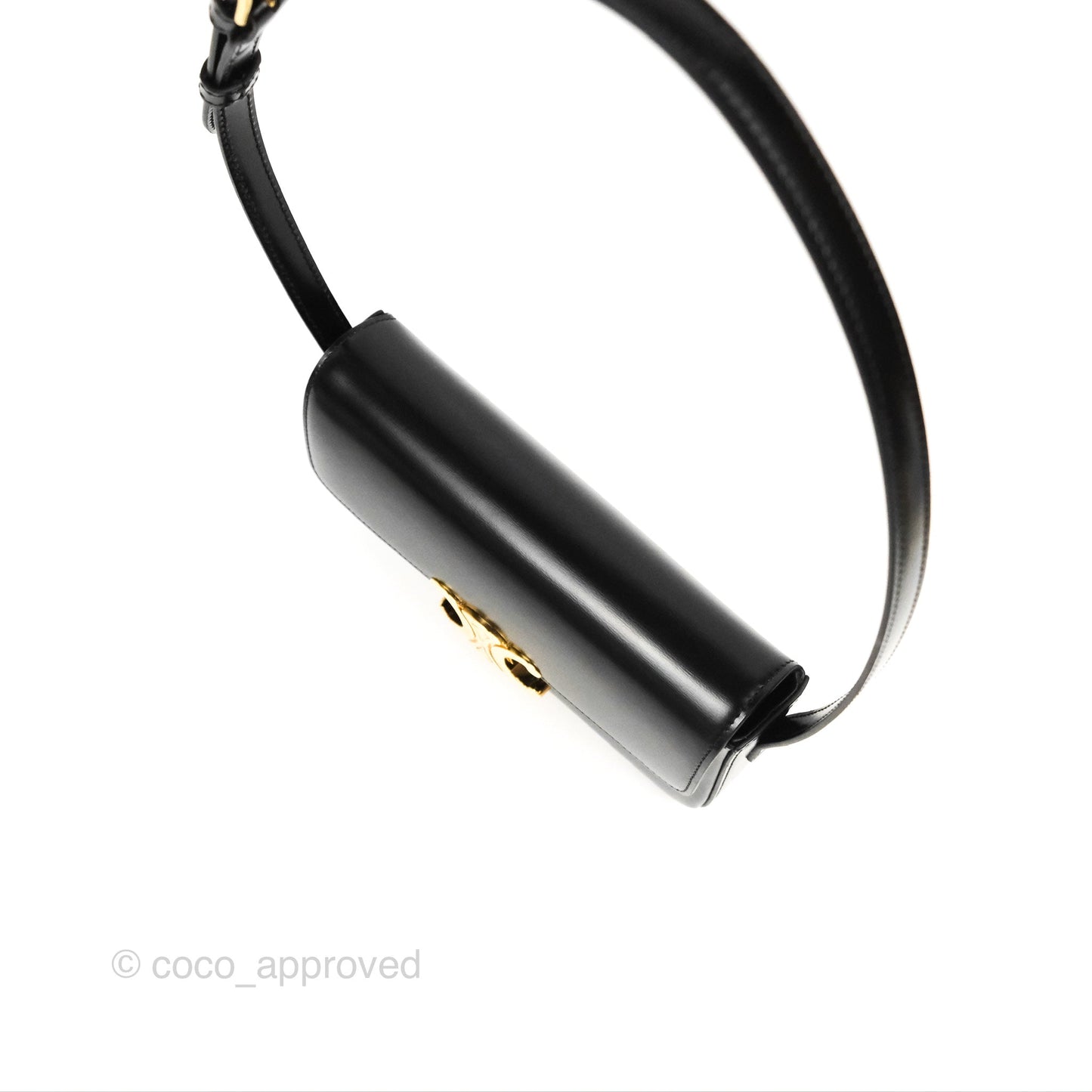 Celine Triomphe Shoulder Bag Black Calfskin