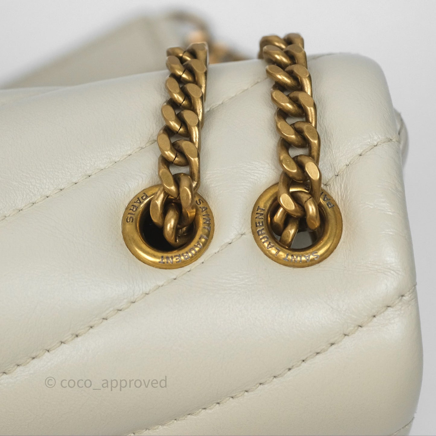 Saint Laurent Loulou Small Flap Bag Ivory Light Beige Gold Hardware