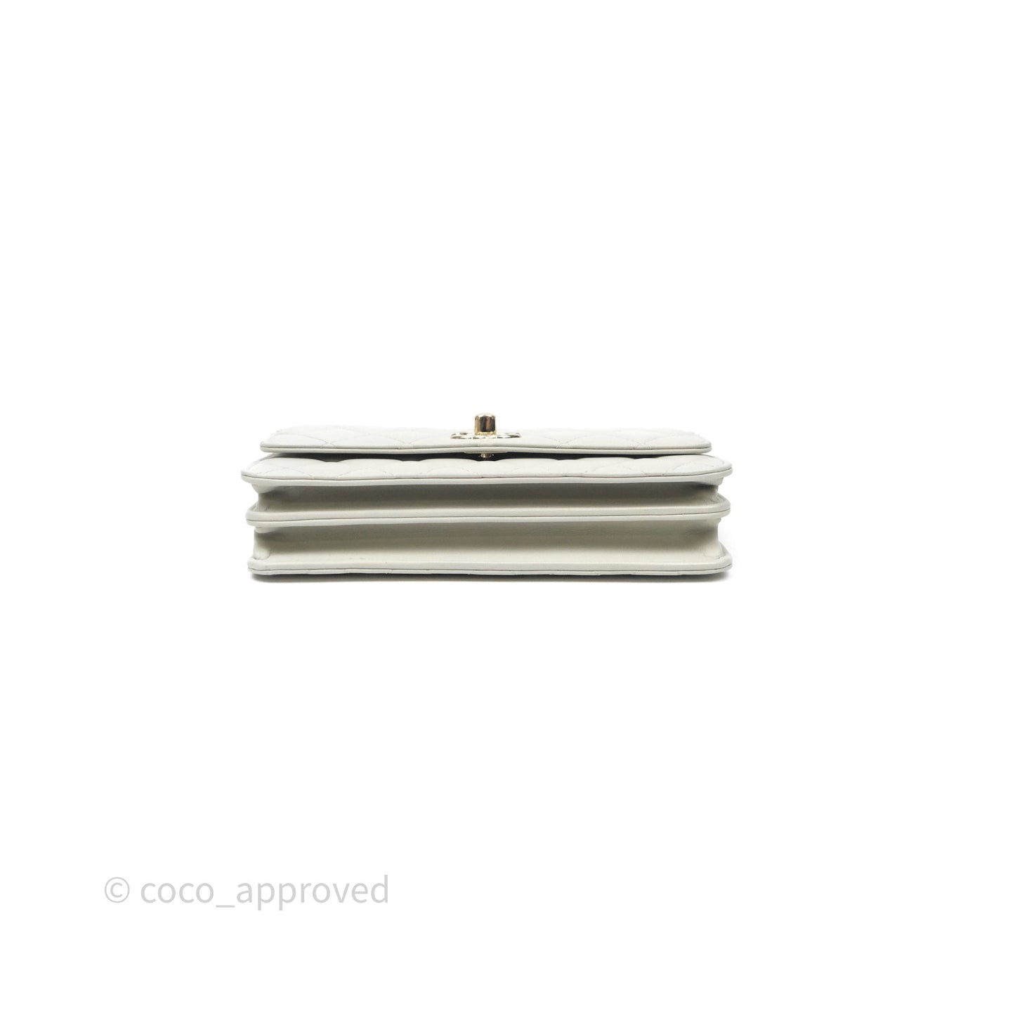 Chanel Trendy CC Wallet On Chain WOC Light Grey Lambskin Gold Hardware N