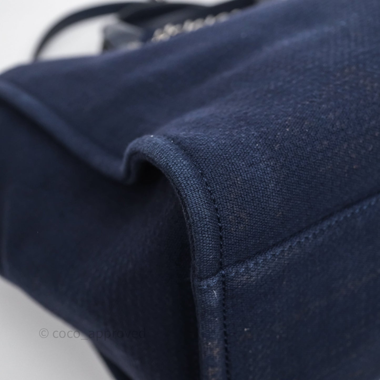 Chanel Large Deauville Navy Canvas Silver Hardware