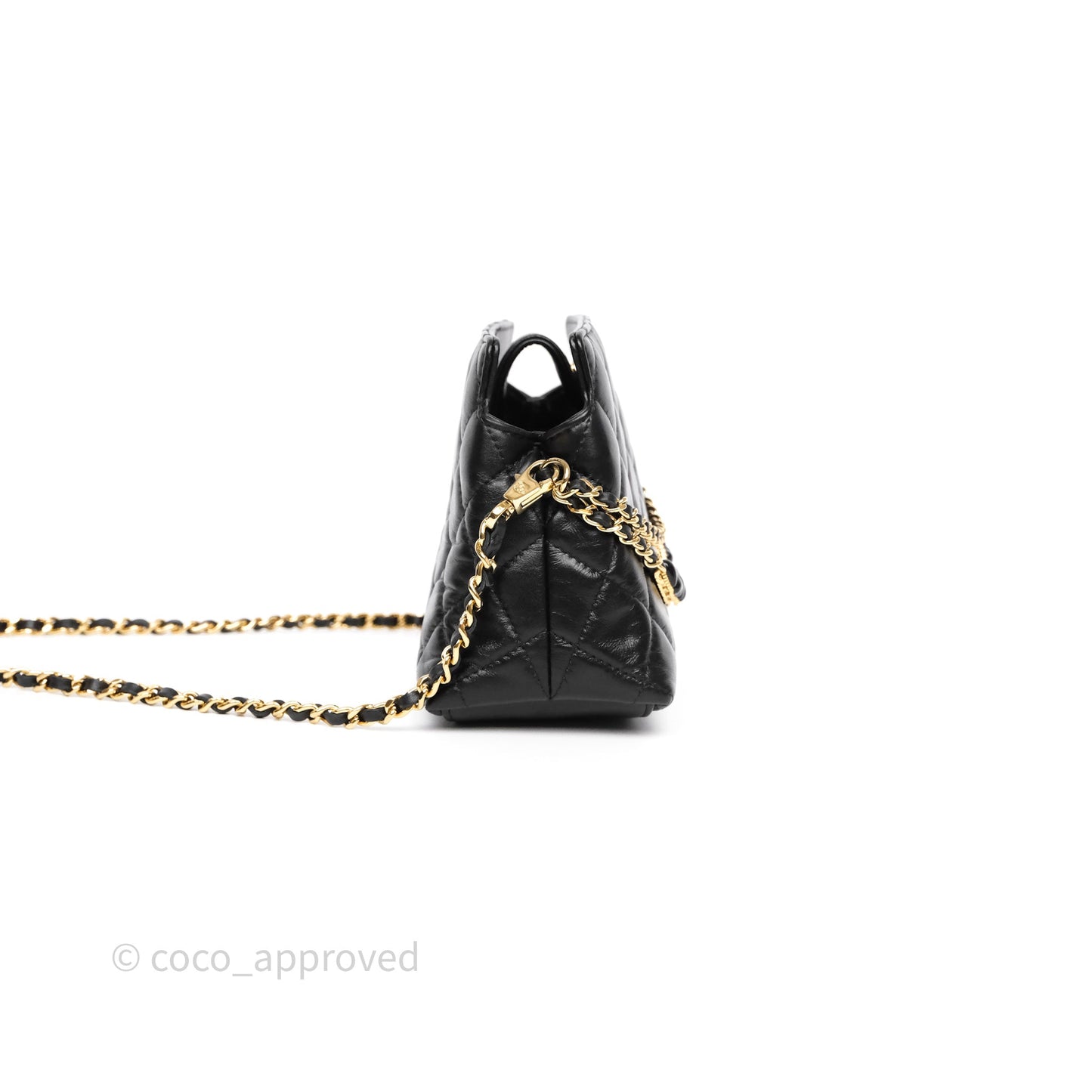 Chanel Clutch With Heart Chain Black Lambskin Gold Hardware