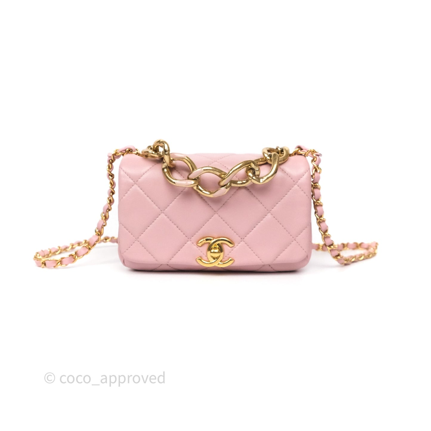 Chanel Mini Color Match Flap Quilted Pink Lambskin Aged Gold Hardware