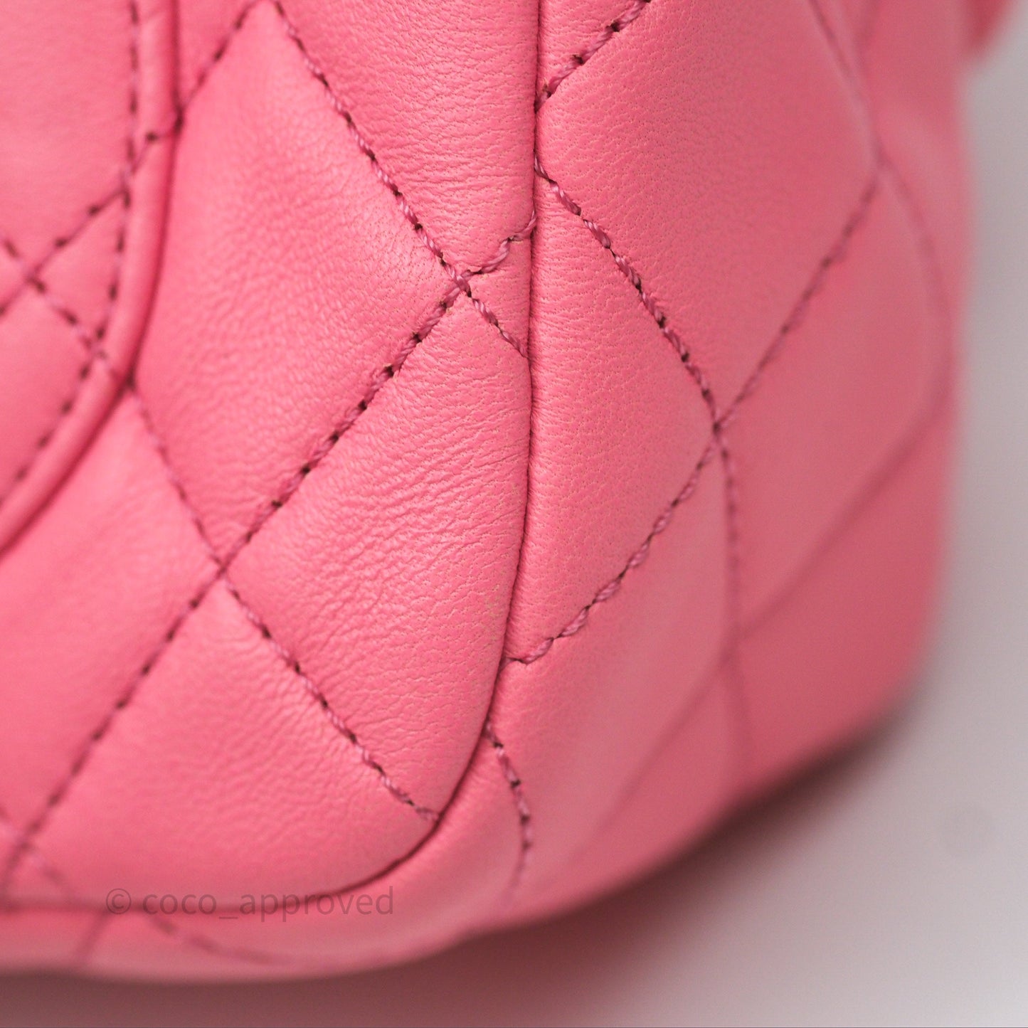 Chanel Mini Rectangular Pearl Crush Quilted Pink Lambskin Aged Gold Hardware