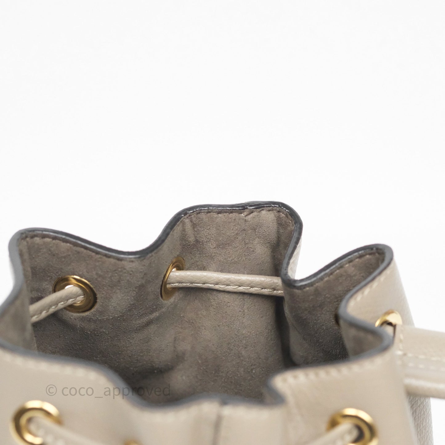 Fendi Mini Mon Tresor Bucket Bag Tortora Grained Calfskin