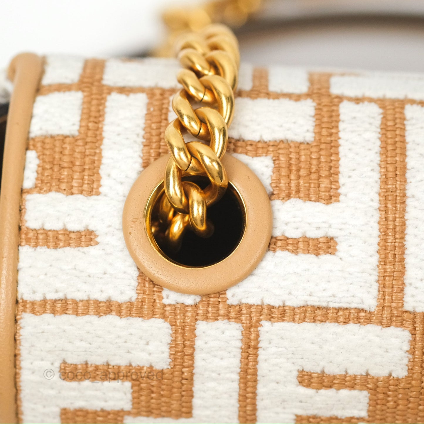 Fendi Baguette Chain Midi Bag Raffia