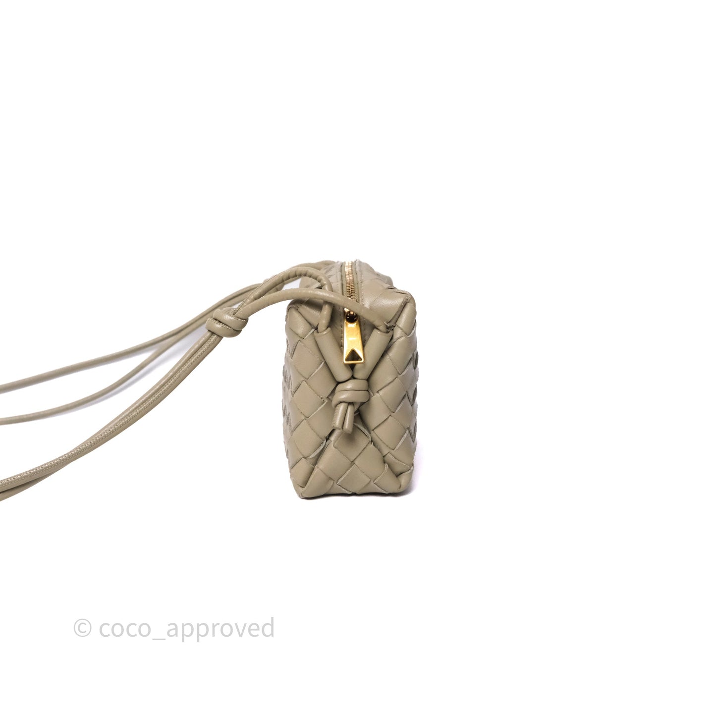 Bottega Veneta Mini Loop Camera Bag Intrecciato Lambskin Travertine
