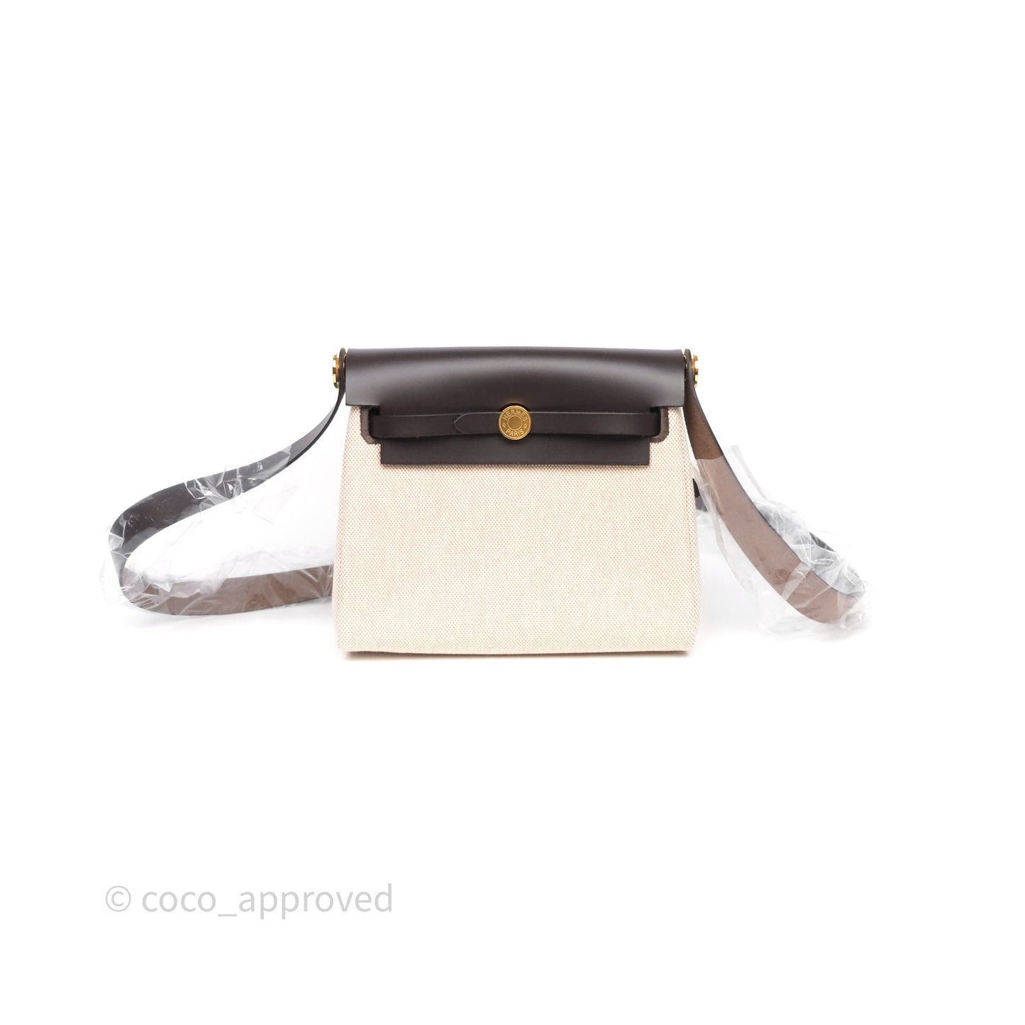 Hermès Herbag Zip 20 Mini Ecru Beige 14/ Ebene 46 Canvas Gold Hardware