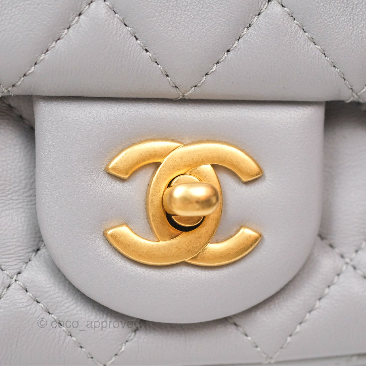 Chanel Pearl Crush Mini Rectangular Grey Lambskin Aged Gold Hardware