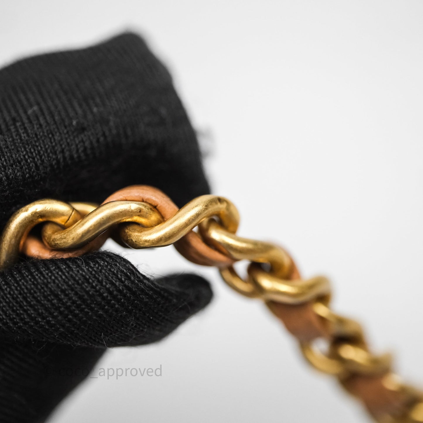 Chanel Small Coco Handle with Chain Handle Beige Caviar Aged Gold Hardware 23P