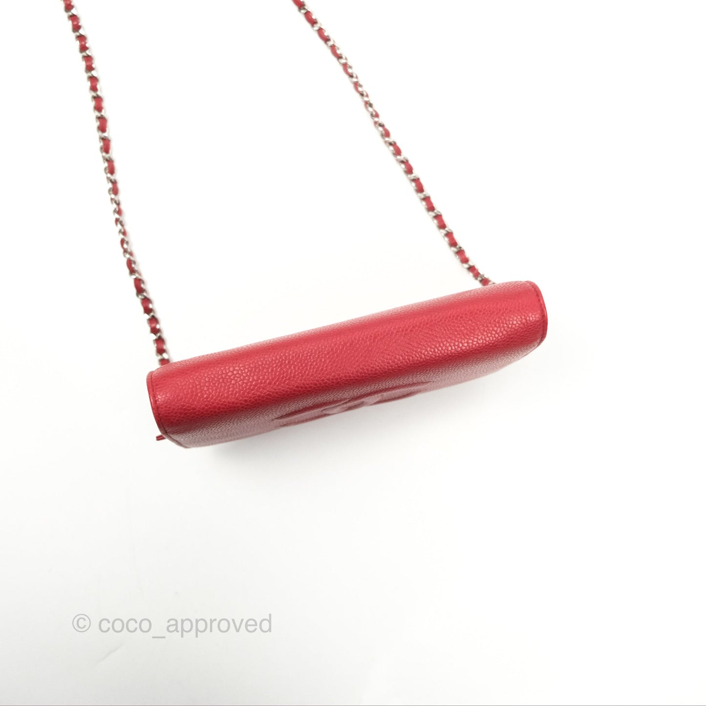 Chanel CC Wallet On Chain WOC Red Caviar Silver Hardware