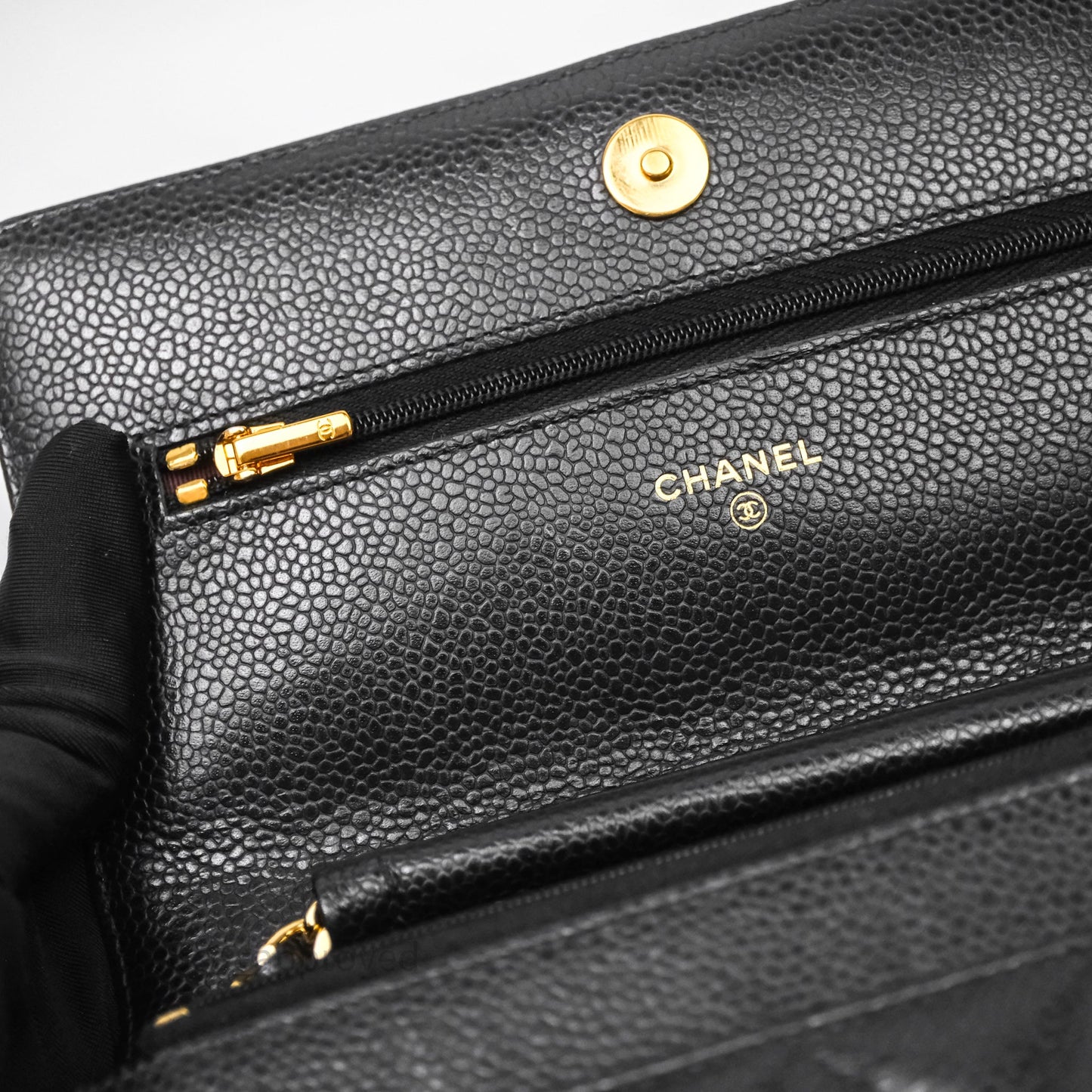 Chanel Classic Wallet On Chain WOC Quilted Black Caviar Gold Hardware