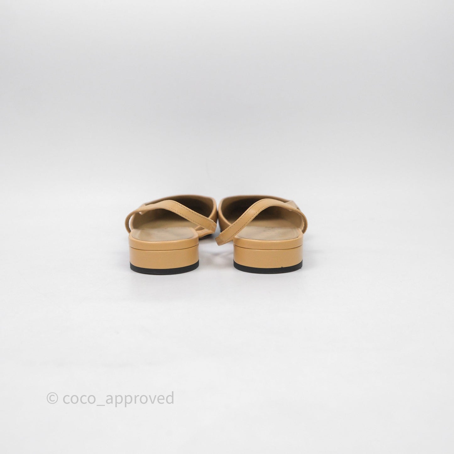 Chanel Classic Slingback Flats Beige Black Size 36