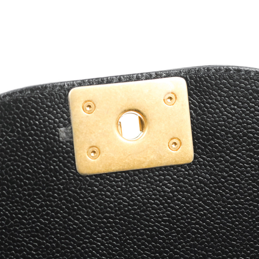 Chanel Boy Messenger Bag Black Caviar Aged Gold Hardware