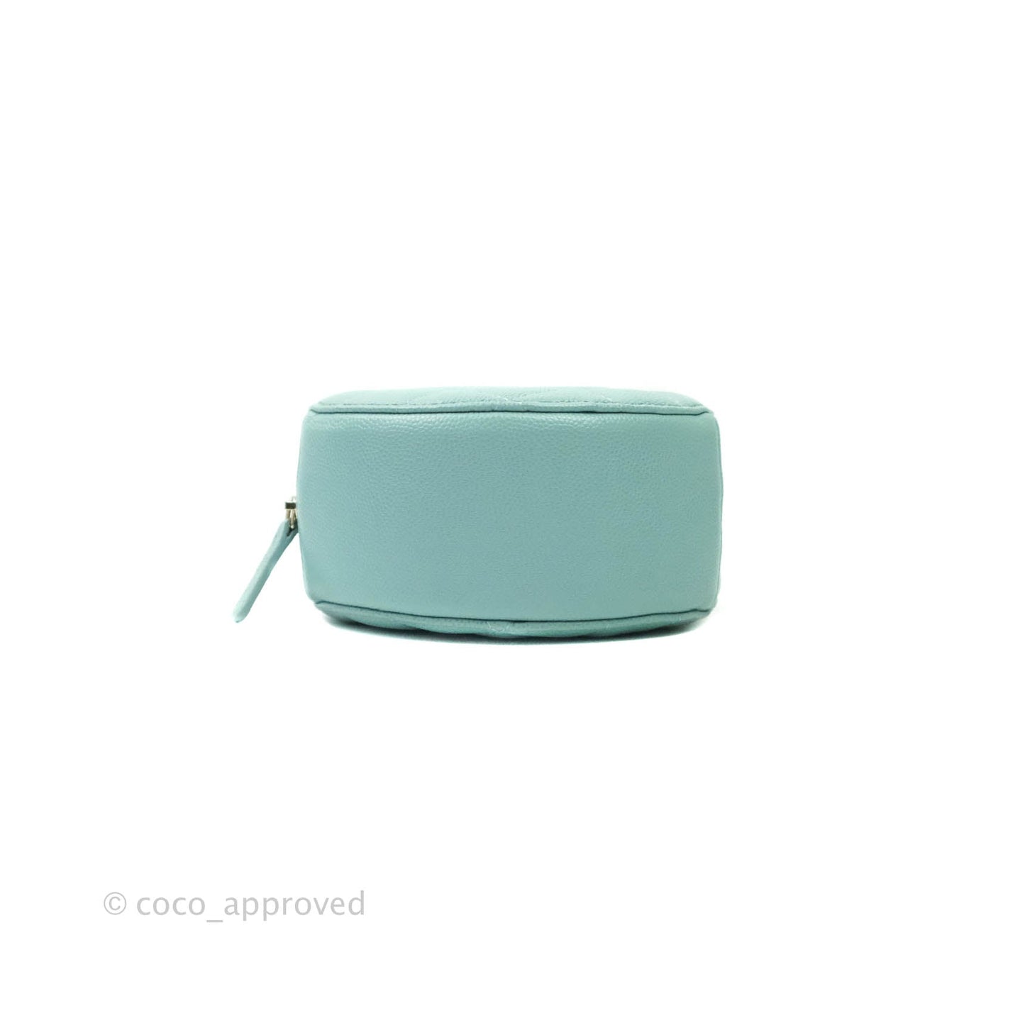 Chanel Classic Quilted Round Clutch With Chain Tiffany Blue Caviar Gold Hardware