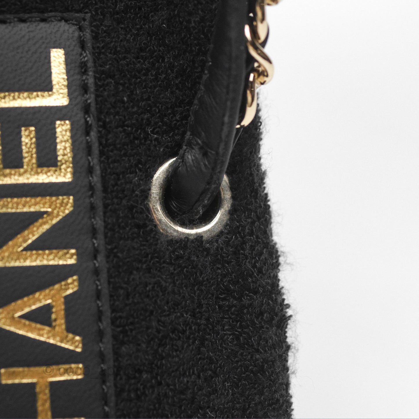 Chanel Chain Terry Slide Thong Sandals Black Size 39