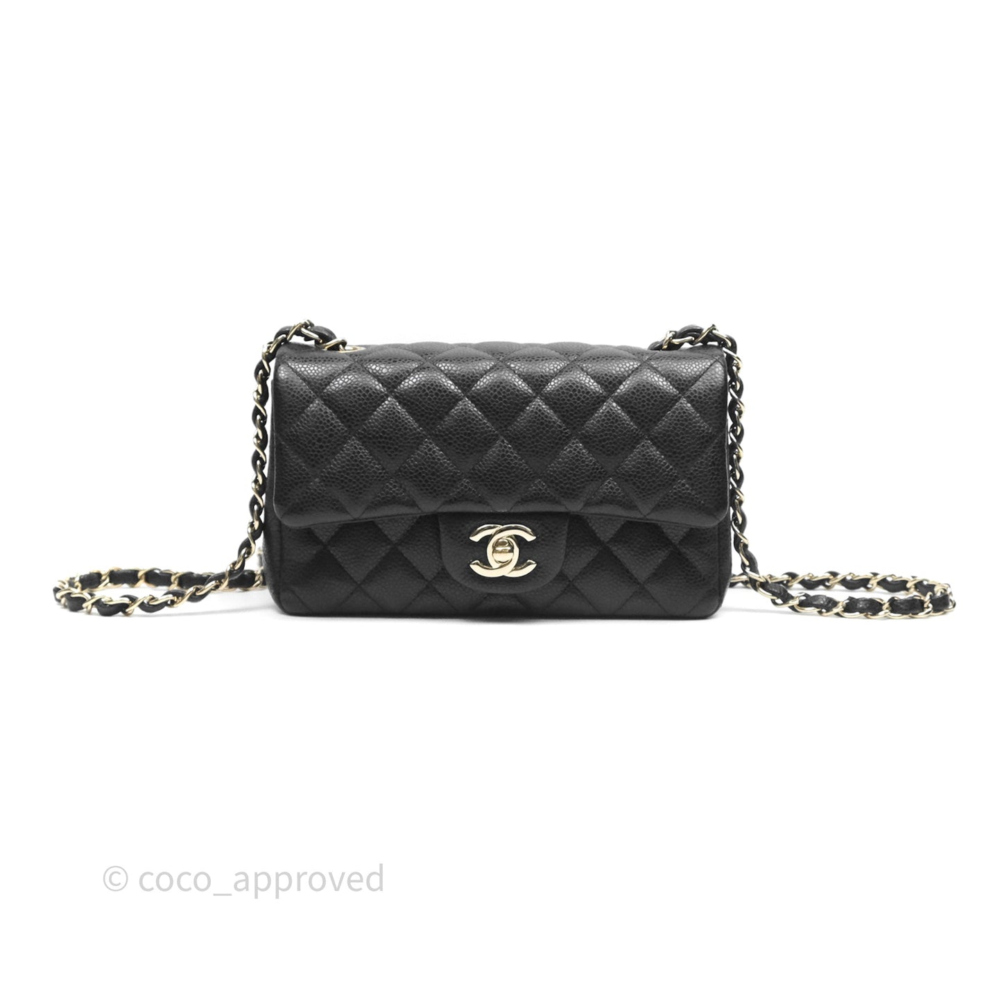 Chanel Quilted Mini Rectangular Black Caviar Gold Hardware