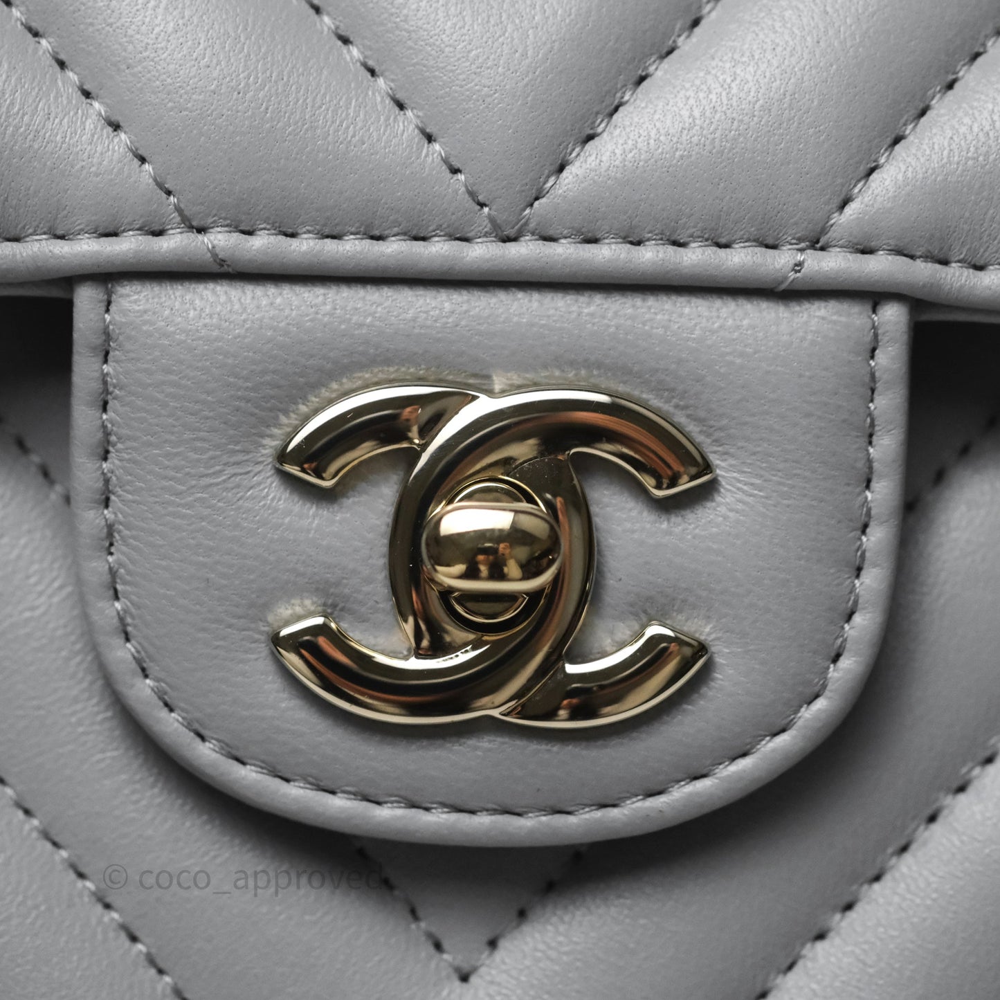 Chanel Classic Small Flap Chevron Grey Lambskin Gold Hardware