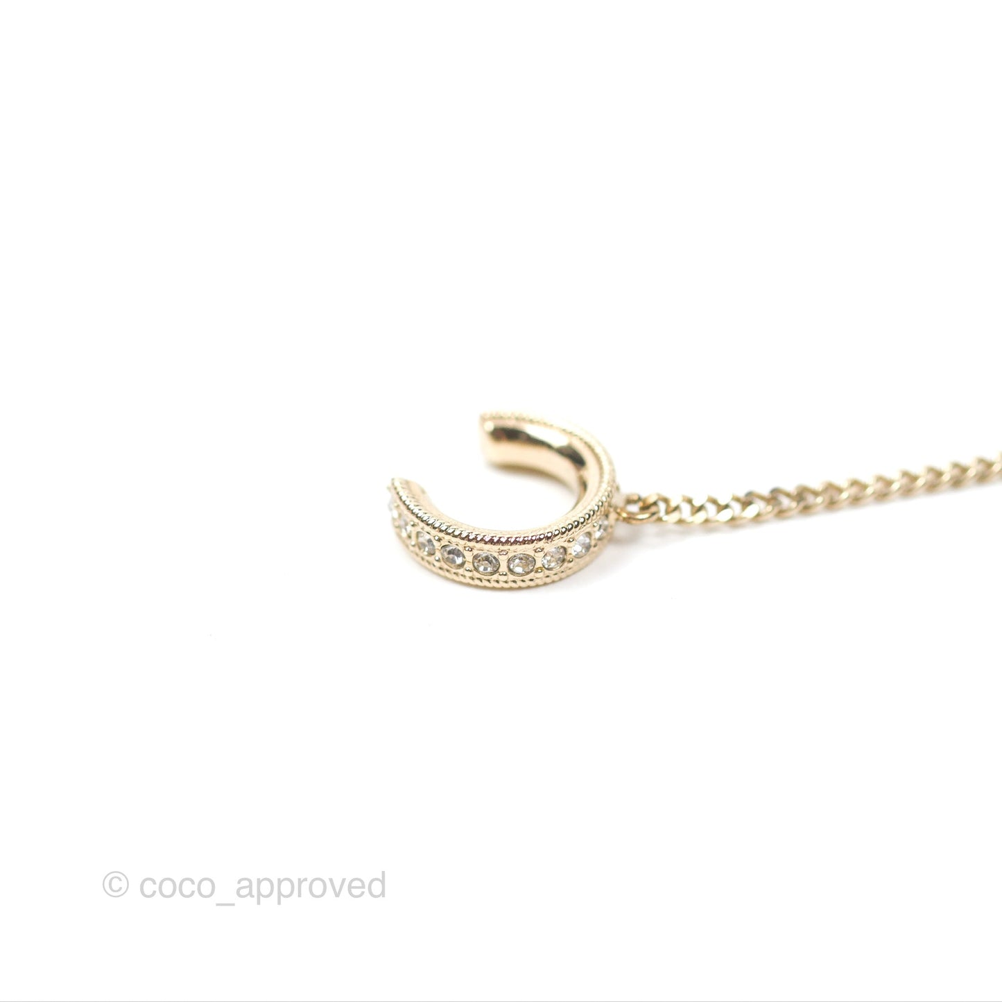 Chanel Single Logo CC Earring with Crystal Ear Clip Gold Tone 21V