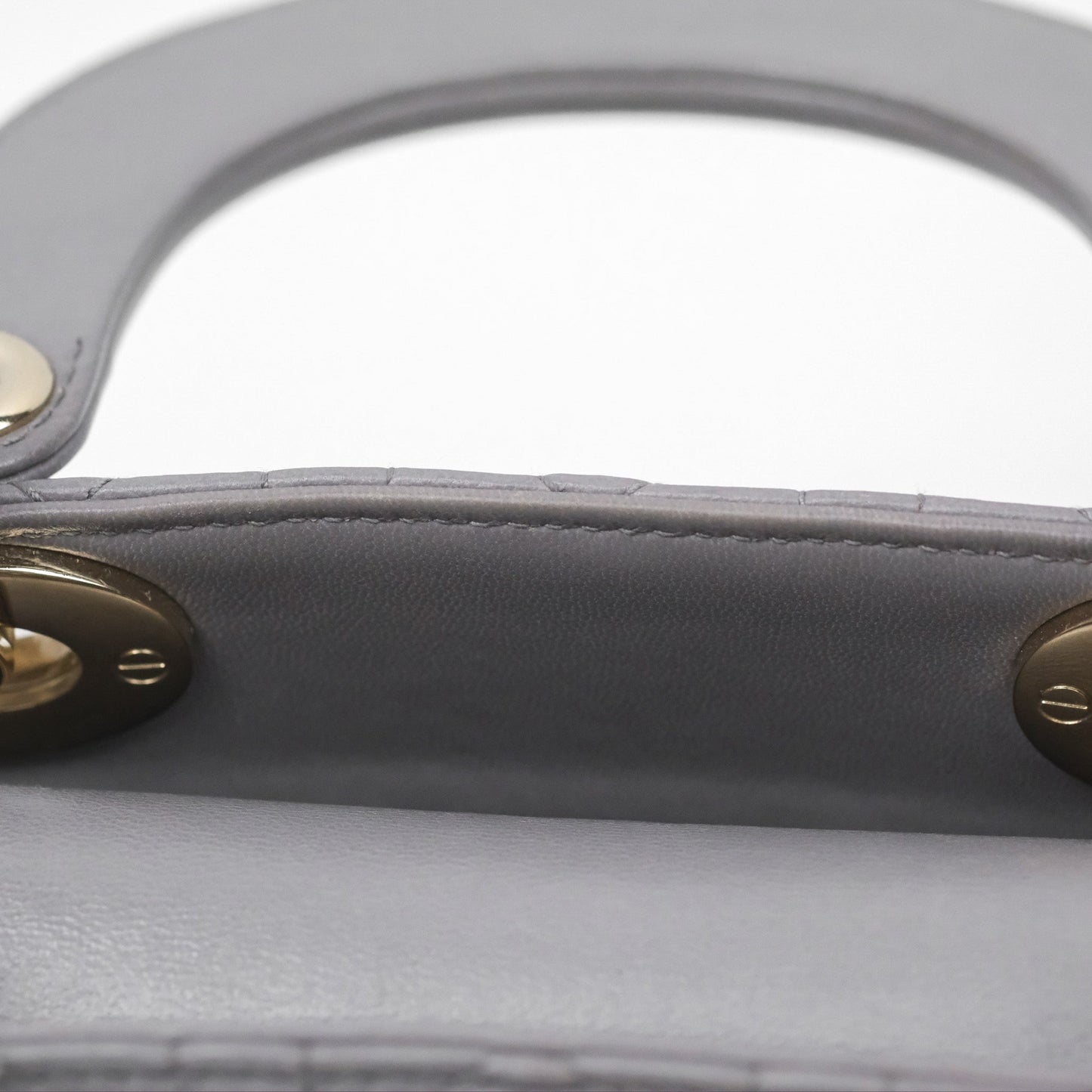Christian Dior Mini Lady Dior Grey Lambskin Cannage Gold Hardware