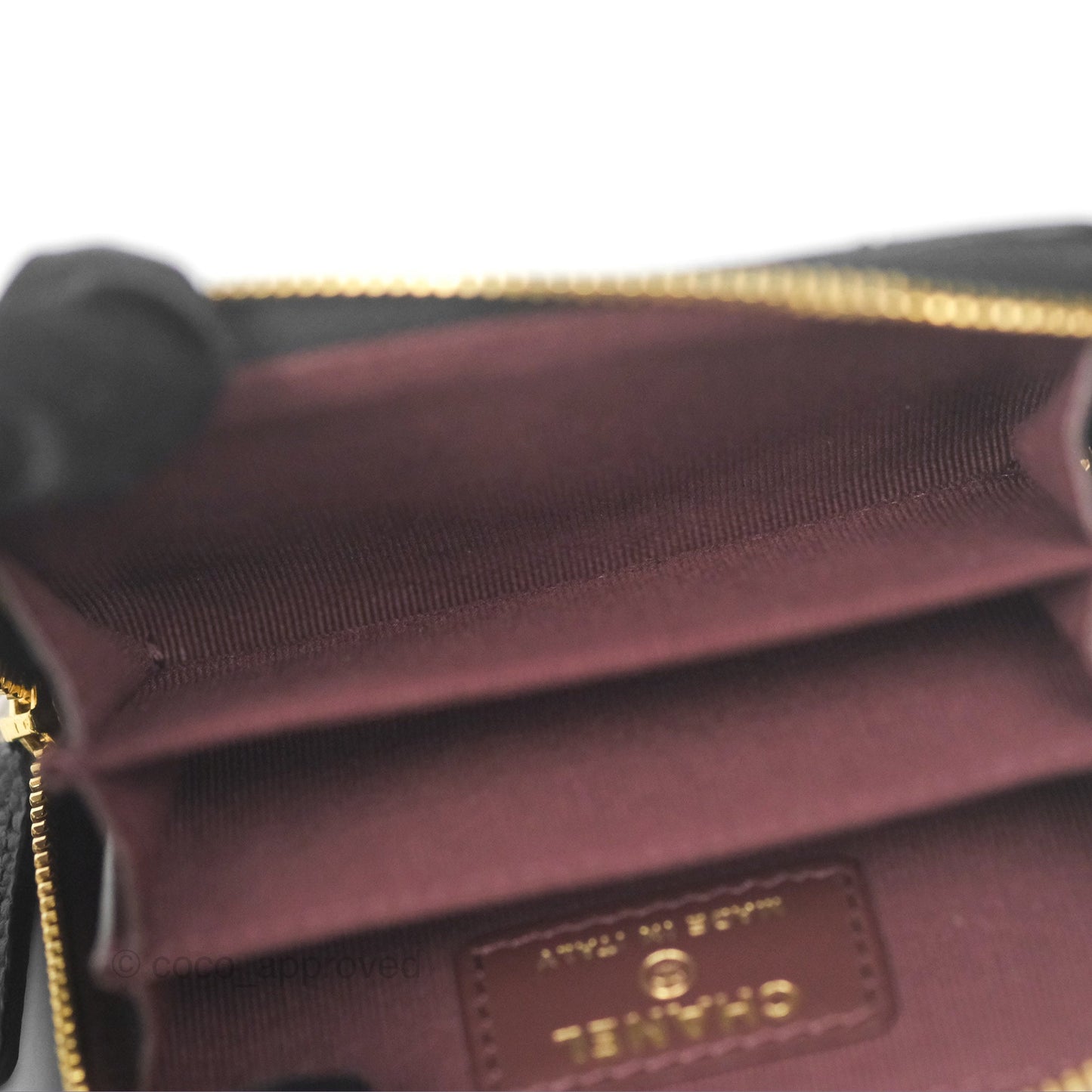 Chanel Classic Zipped Coin Purse Black Caviar Gold Hardware