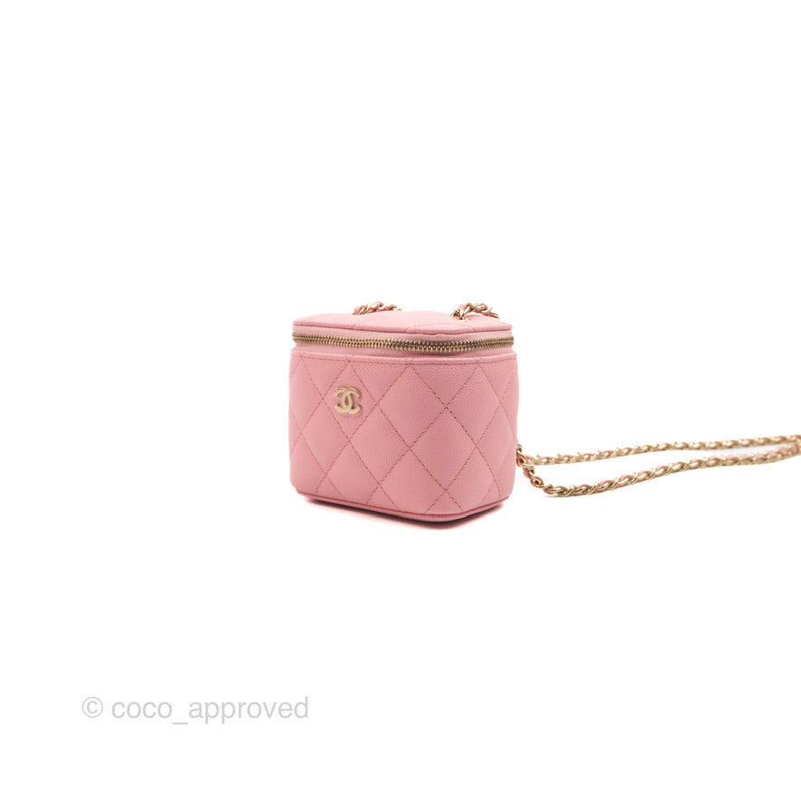 Chanel Mini Vanity With Chain Pink Caviar Gold Hardware