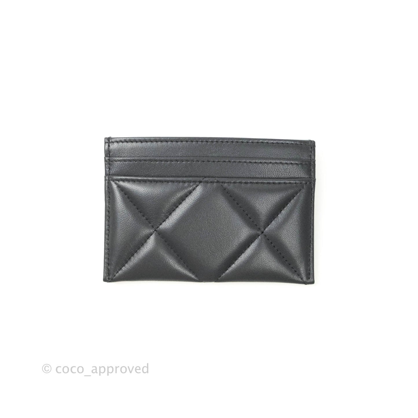 Chanel 19 Quilted Dark Grey Flat Card Holder