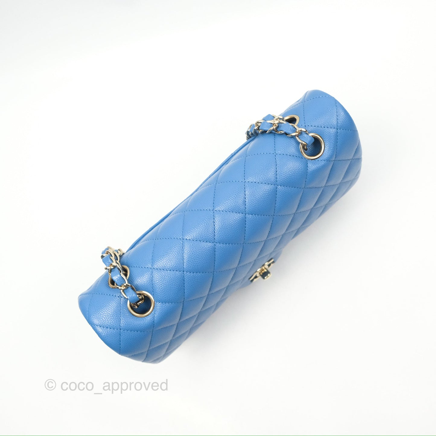 Chanel Classic M/L Medium Flap Quilted Blue Caviar Gold Hardware
