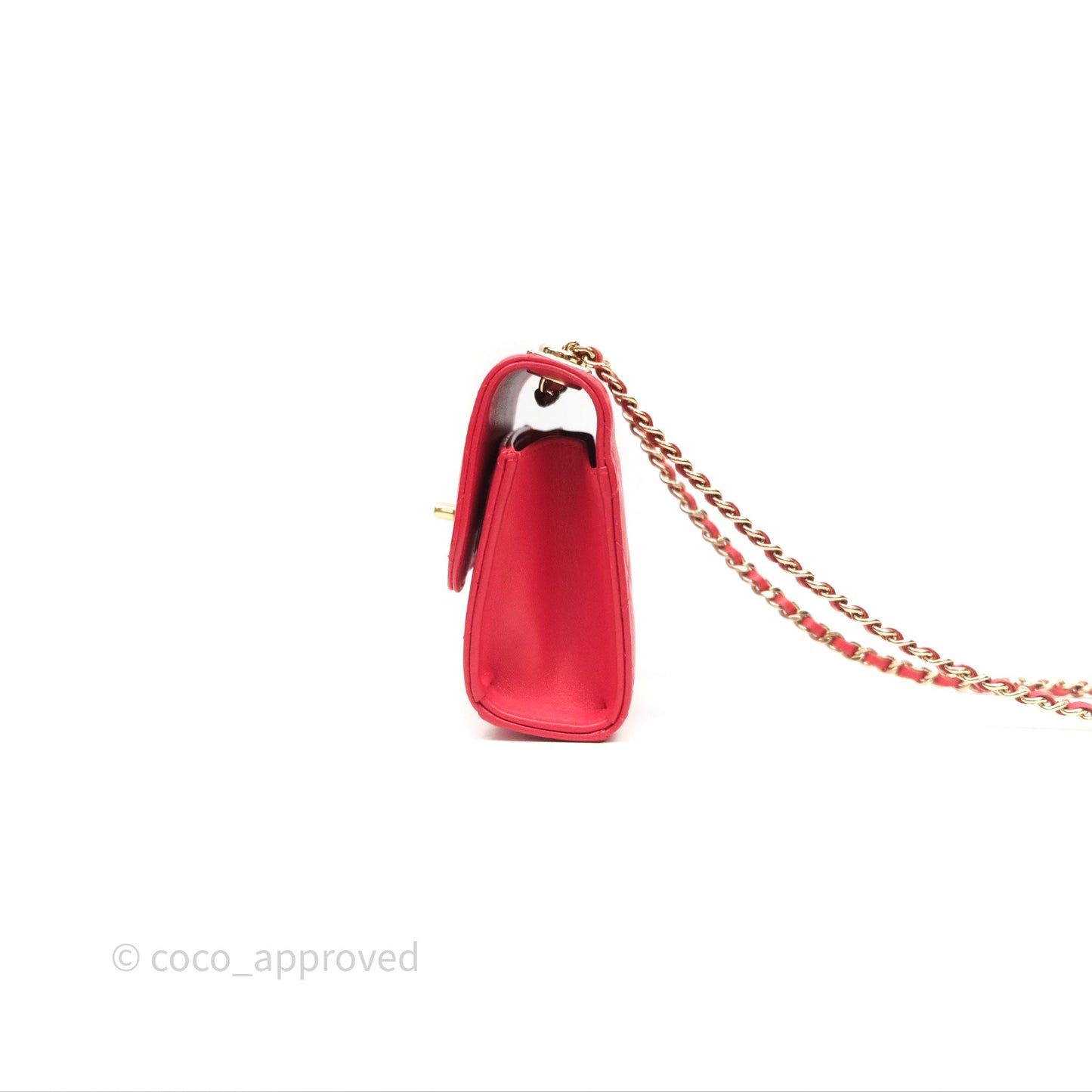Chanel Mini Quilted Trendy CC Clutch With Chain Red Lambskin Gold Hardware