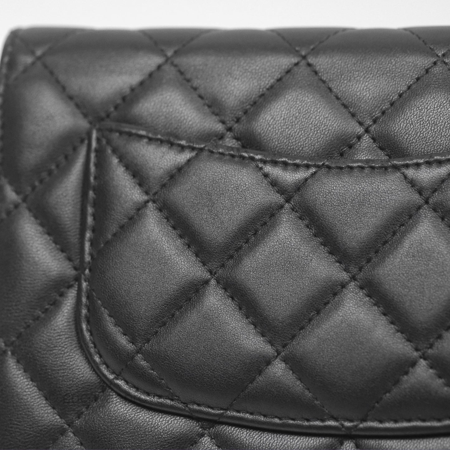 Chanel Quilted Classic Wallet on Chain WOC Black Lambskin Silver Hardware