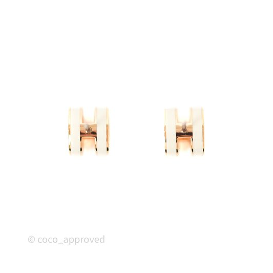 Hermes Mini Pop H Earrings Blanc Rose Gold
