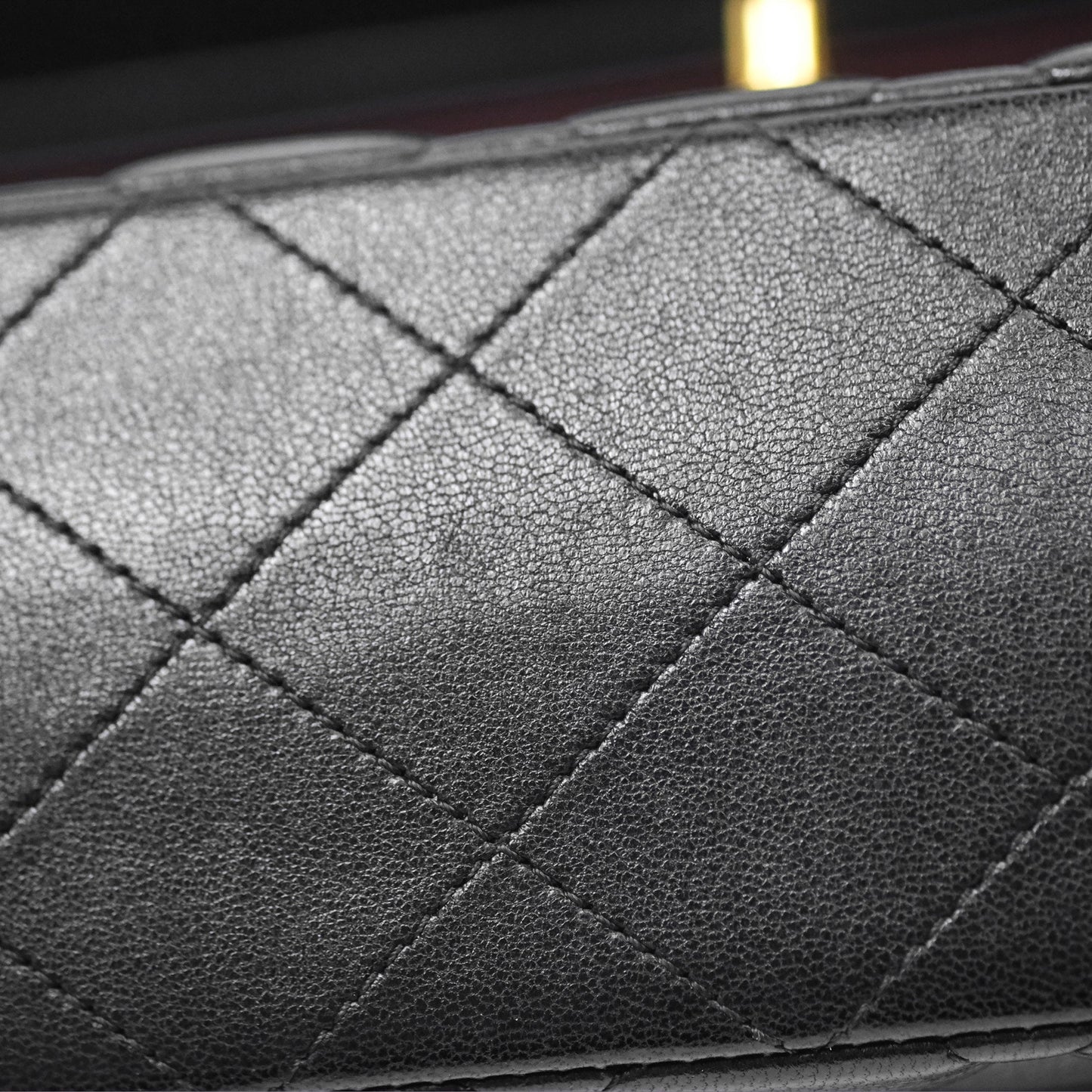 Chanel Classic M/L Medium Flap Quilted Black Lambskin Gold Hardware