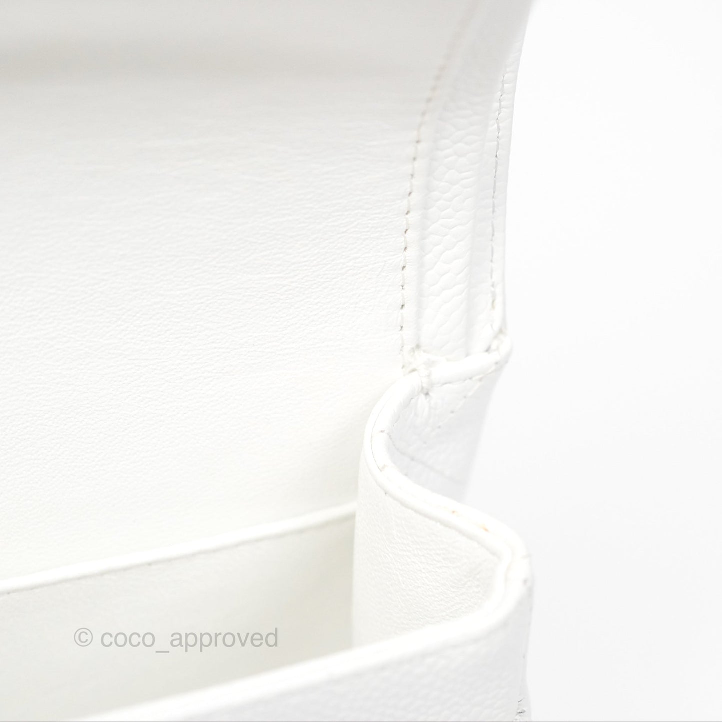 Chanel Classic M/L Medium Flap Quilted White Caviar Silver Hardware