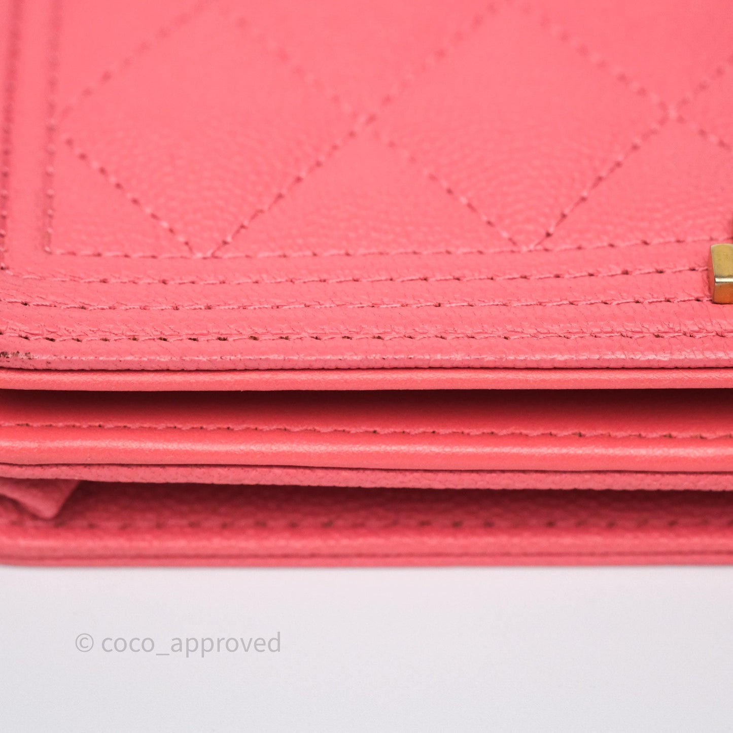 Chanel Boy Wallet on Chain WOC Quilted Dark Pink Caviar Aged Gold Hardware