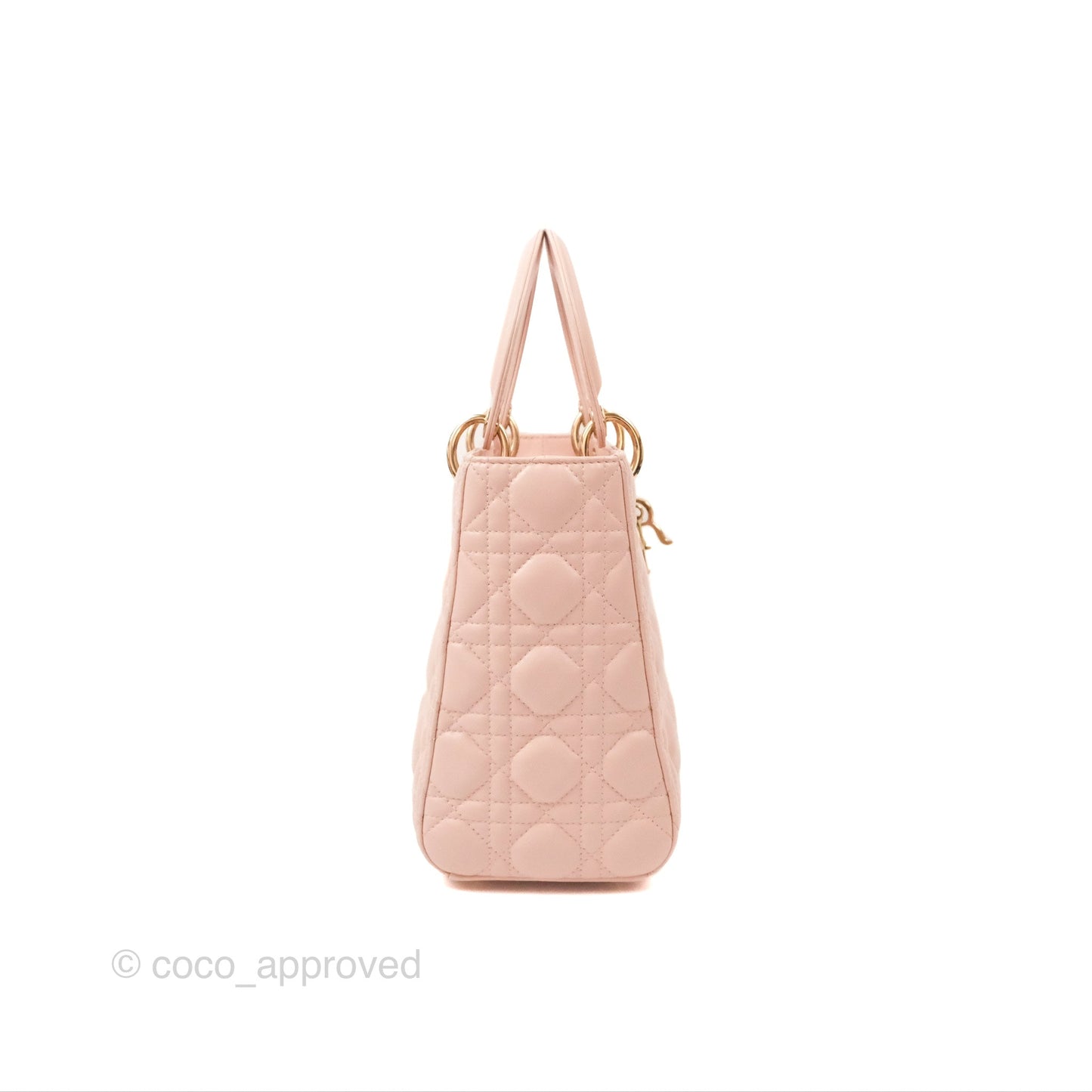 Christian Dior Medium Lady Dior Cannage Light Pink Lambskin Gold Hardware