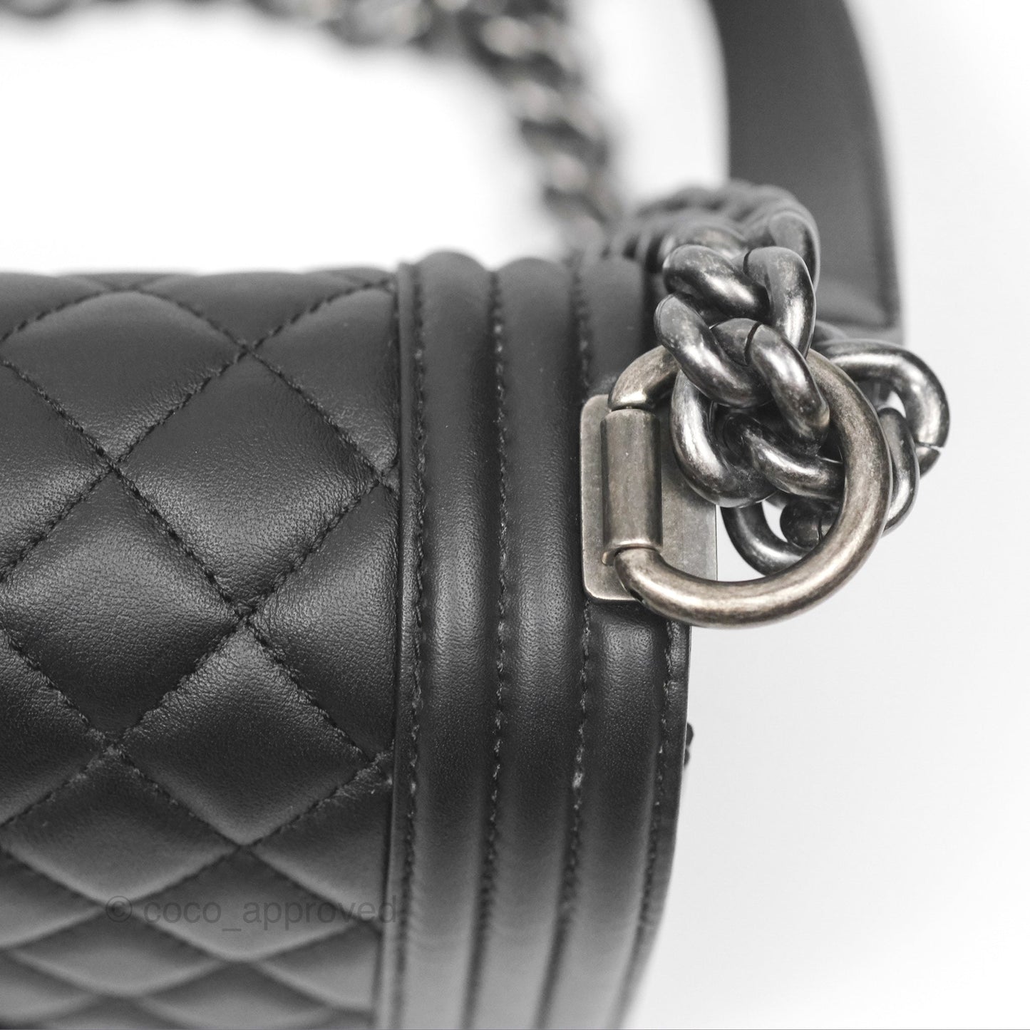Chanel Small Boy Black Calfskin Ruthenium Hardware
