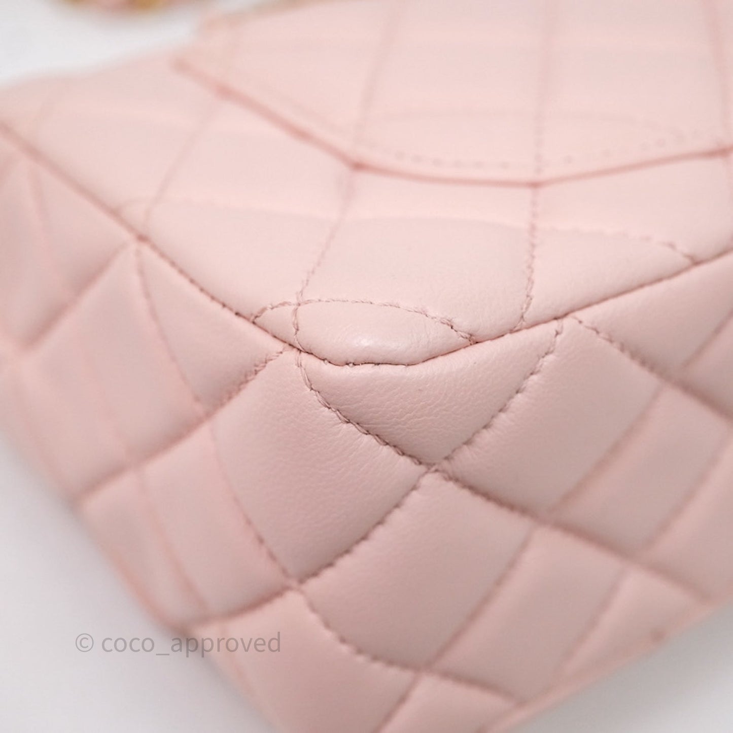 Chanel Top Handle Mini Rectangular Flap Bag Pink Lambskin Aged Gold Hardware