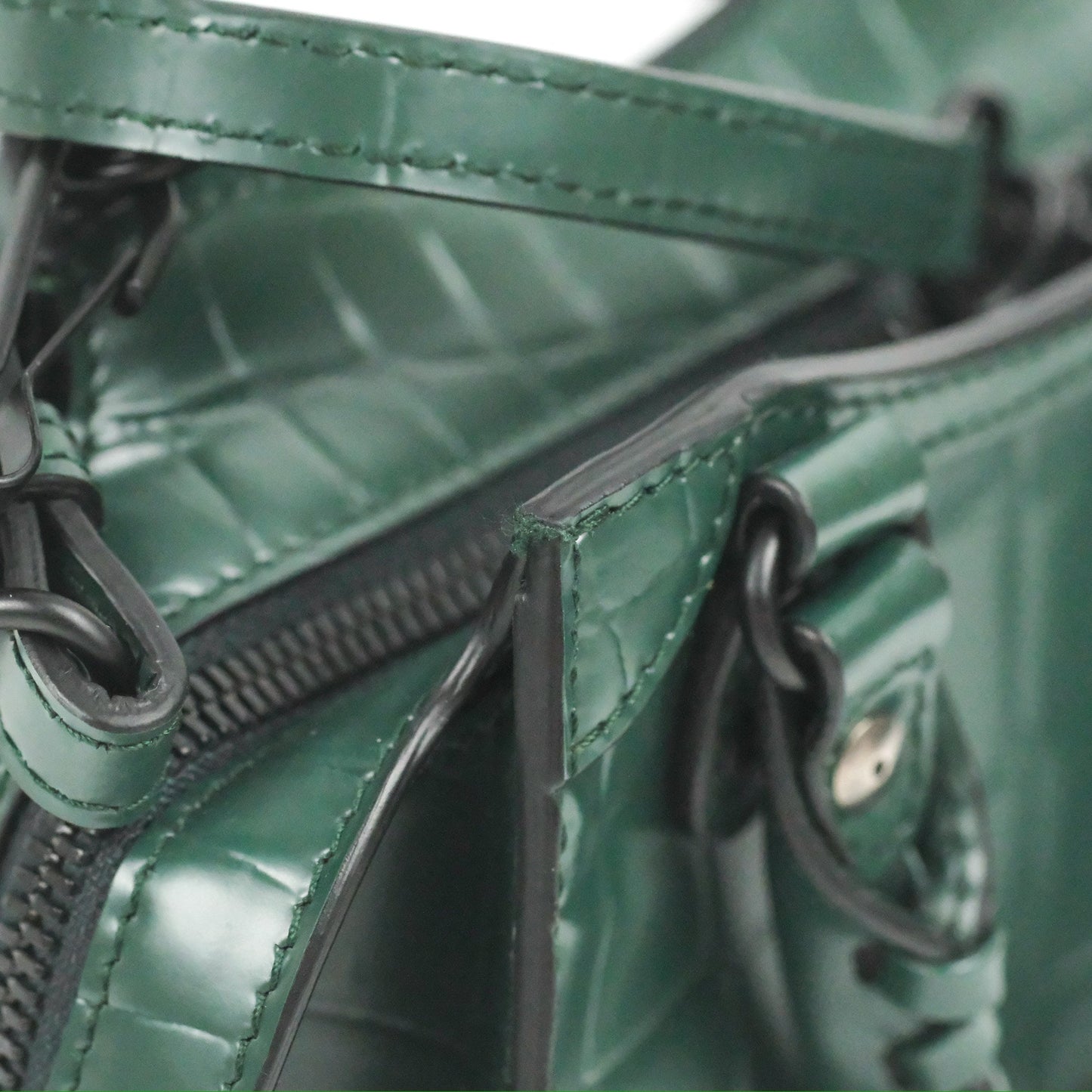 Balenciaga Mini Neo Classic City Bag Green Croc Embossed