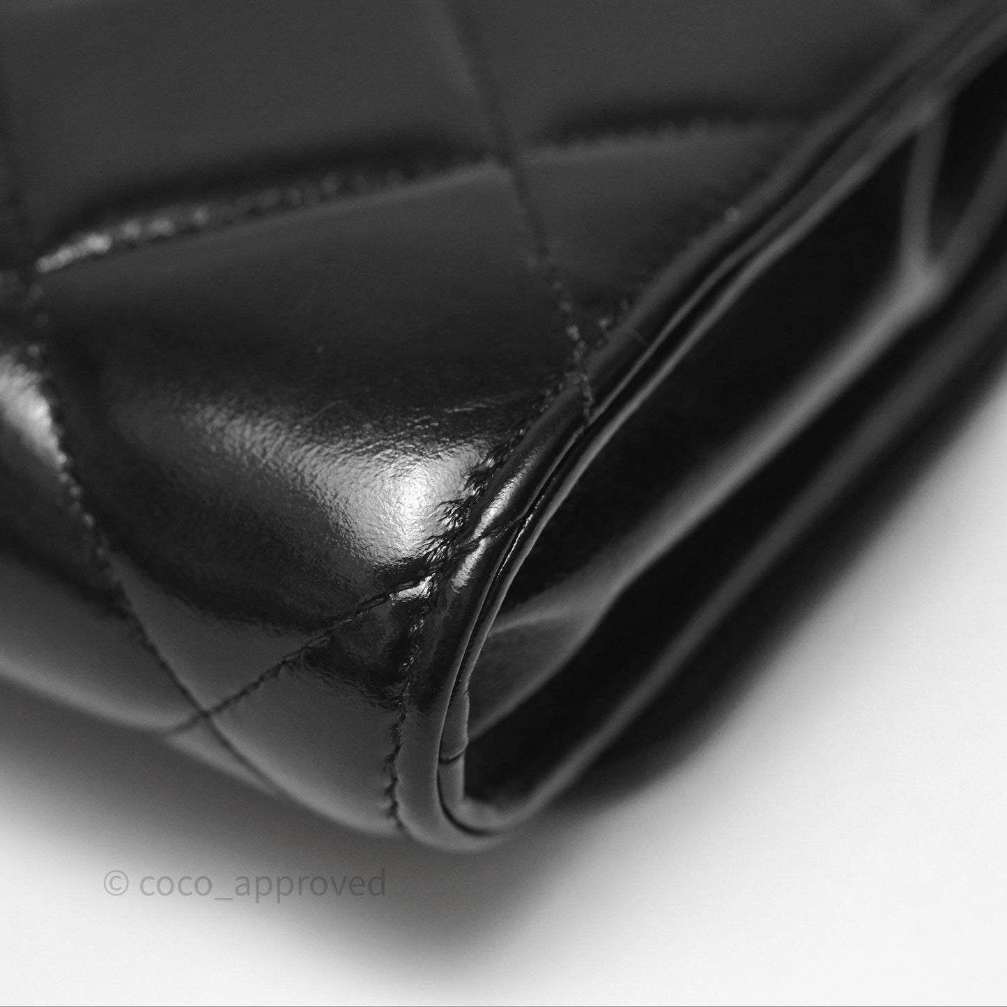 Chanel Quilted Medallion Wallet on Chain WOC Black Glossy Lambskin Gold Hardware 22K