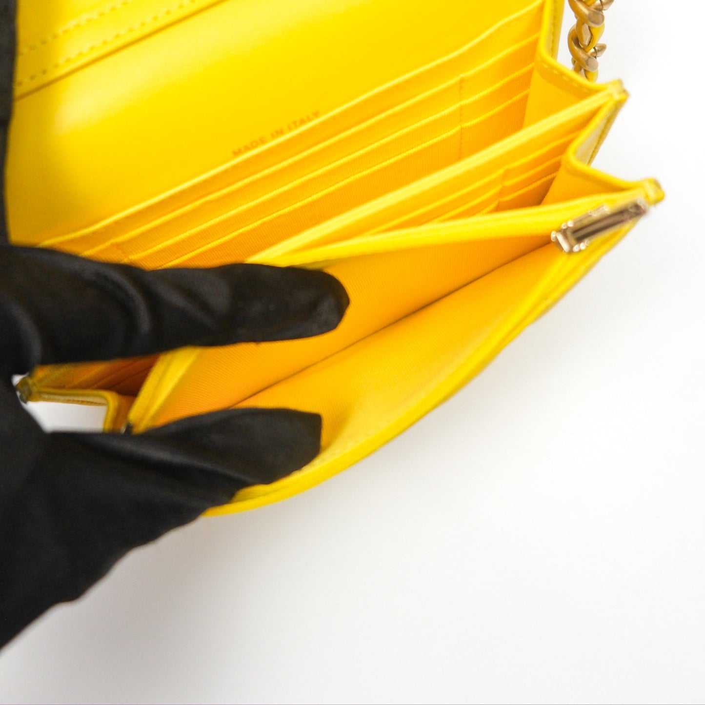 Chanel Lacquered Chain Mini WOC Yellow Lambskin