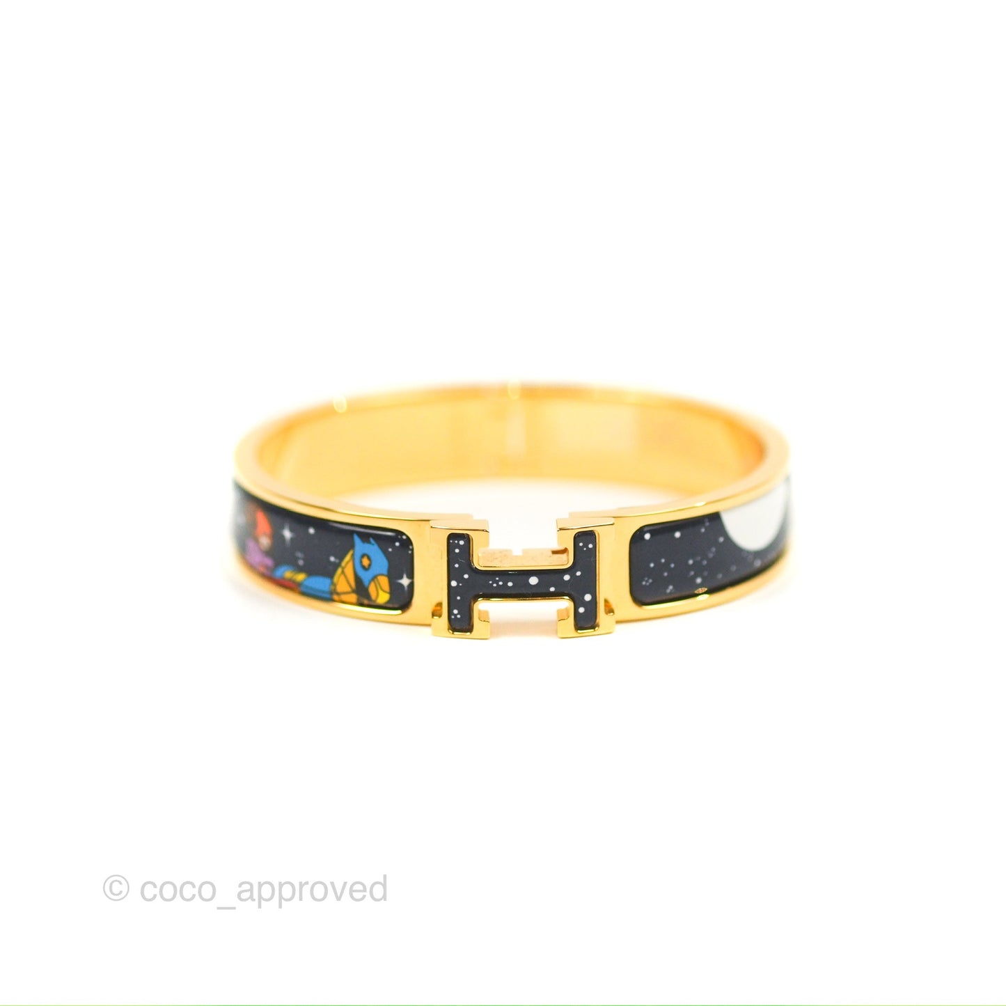 Hermès Clic H Space Derby Bracelet Indigo Multicolore Gold Hardware PM