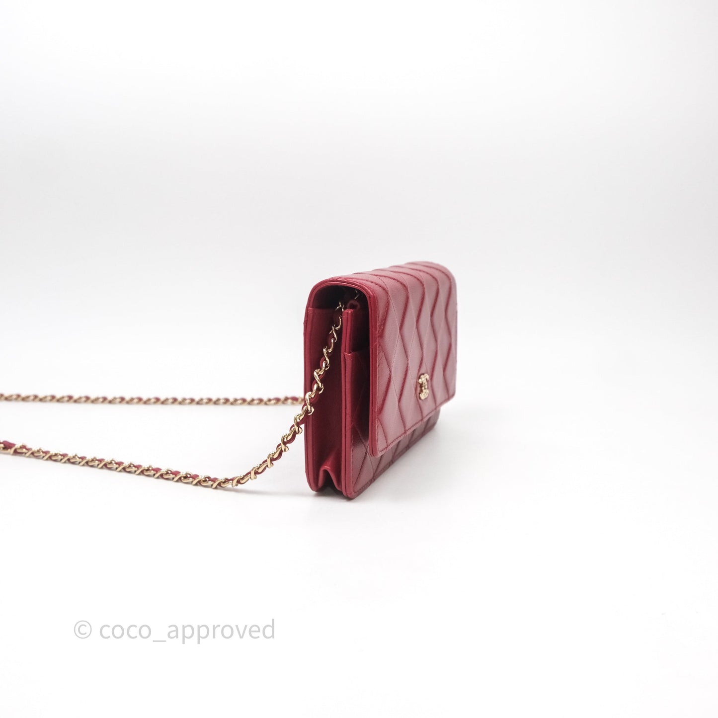 Chanel Wallet On Chain Red Calfskin Bag Gold hardware