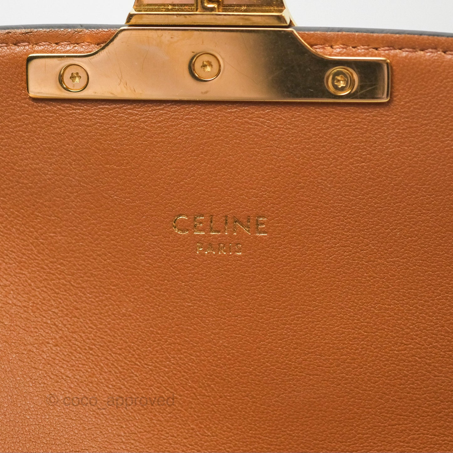 Celine Medium Triomphe Bag Triomphe Canvas Tan Calfskin