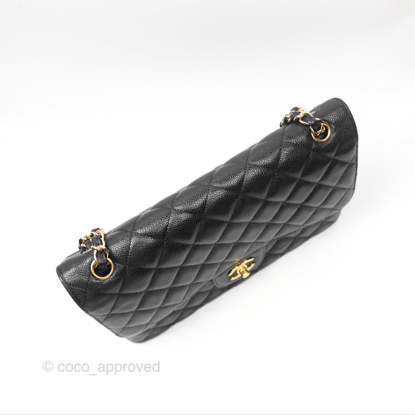 Chanel Jumbo Double Flap Quilted Black Caviar Gold Hardware⁣⁣