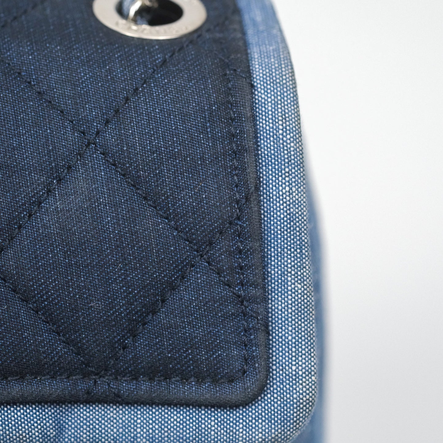 Chanel Quilted Mini Medallion Graphic Denim Blue Silver Hardware