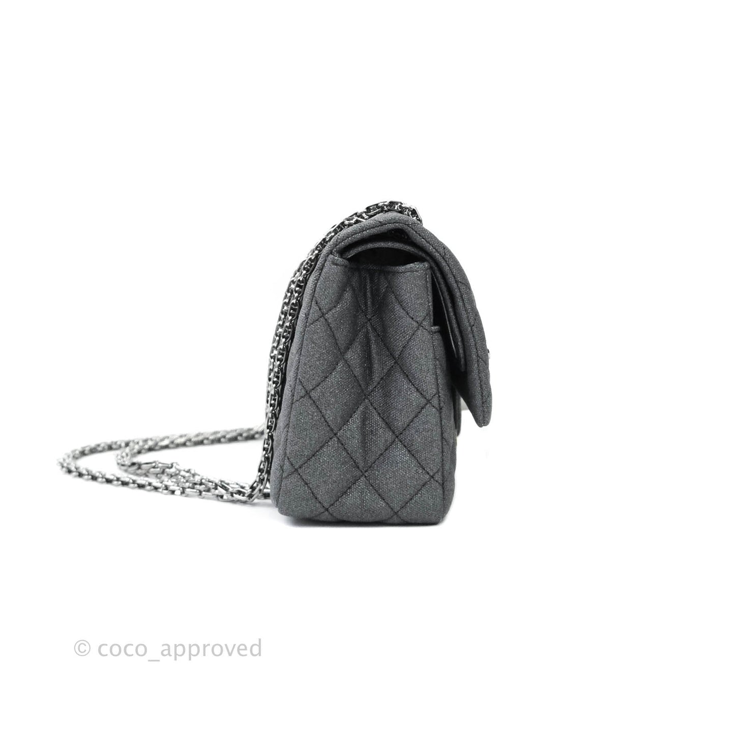 Chanel 2.55 Reissue Lucky Charms 225 Flap Iridescent Metallic Grey Canvas Gun Metal