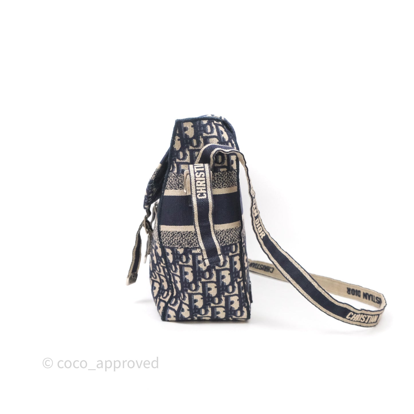 Christian Dior Medium DiorCamp Messenger Bag Oblique Embroidery Blue