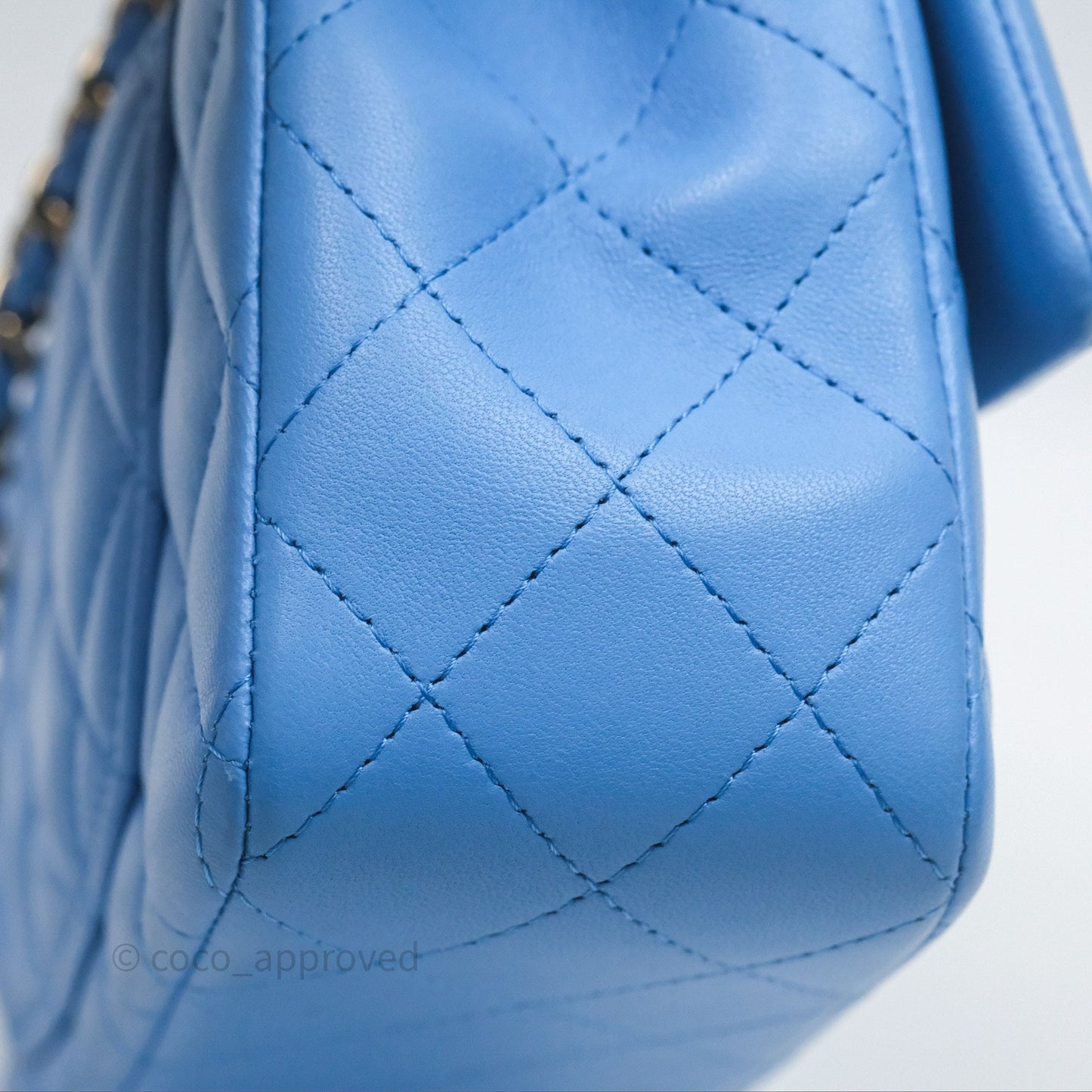 Chanel Top Handle Mini Rectangular Flap Blue Lambskin Gold Hardware