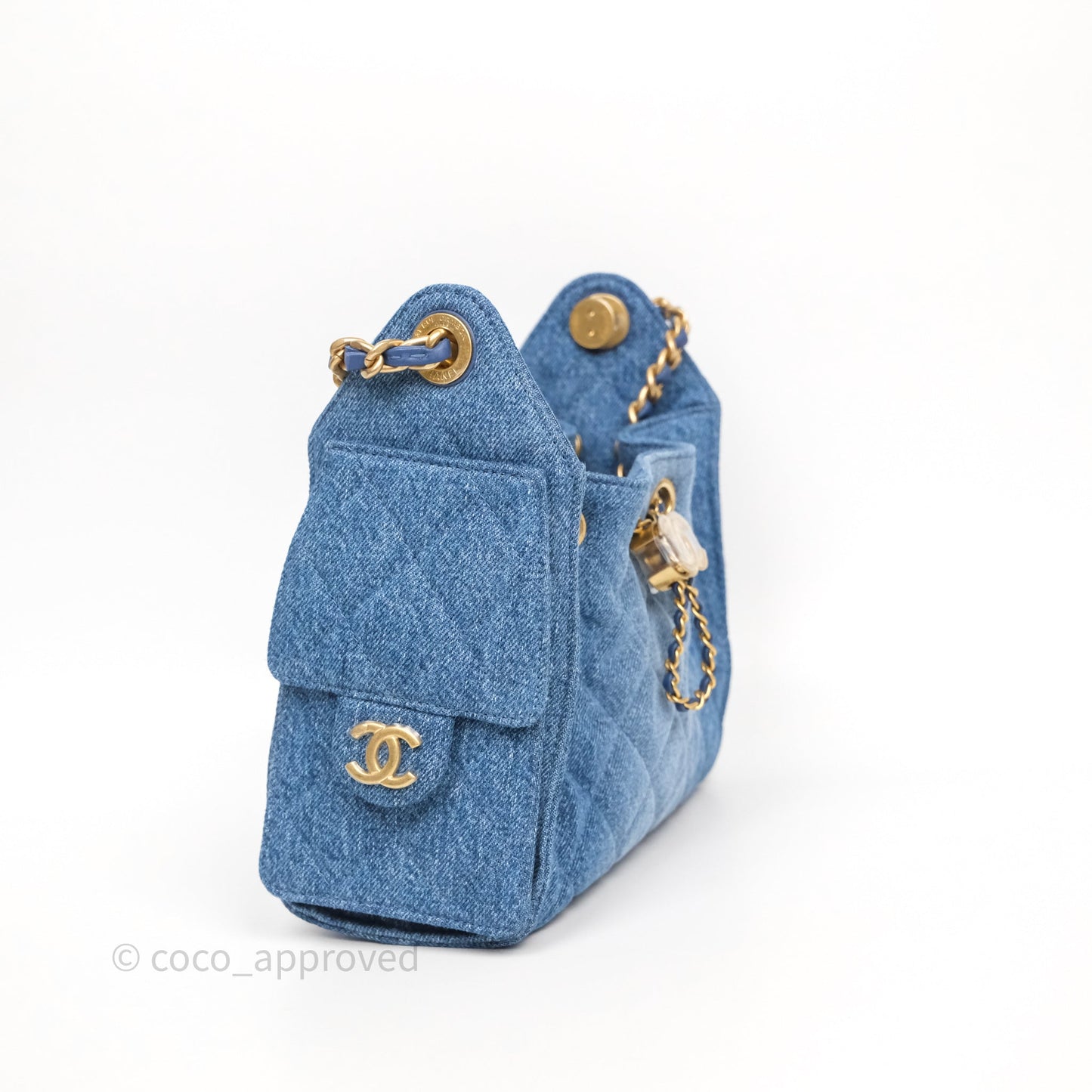 Chanel 25 Mini Washed Denim Aged Gold Hardware